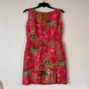 100% Silk Vintage Pink Midi Cocktail Dress